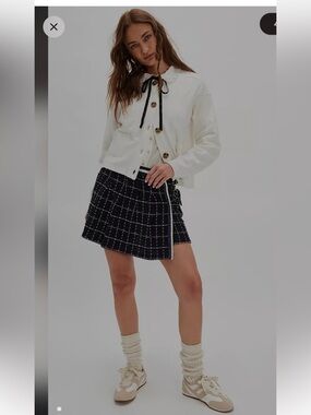 Anna Sui Tweed Windowpane skort size 0 NWT
